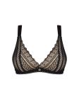 Мереживний бюстгальтер із трикутною чашкою Obsessive Estiqua bra M/L, чорний, широкі лямки