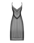 Напівпрозора довга сорочка Obsessive Estiqua chemise XS/S, чорний, асиметричний крій