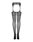 Сітчасті панчохи-стокінги зі стрілкою Obsessive Garter stockings S314 S/M/L, чорні, імітація гартері