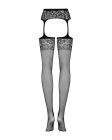 Сітчасті панчохи-стокінги з імітацією гартерів Obsessive Garter stockings S500S/M/L, чорні, з доступ