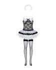 Еротичний костюм покоївки зі спідницею Obsessive Housemaid 5 pcs costume L/XL, чорно-білий, топ з пі