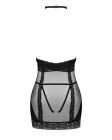 Напівпрозора сорочка з відкритими грудьми Obsessive Lacrisia chemise XS/S, чорна, з чокером