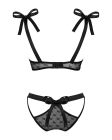Напівпрозорий еротичний комплект Obsessive Obsessivia 2-pcs set black L/XL, бюстгальтер та трусики, 