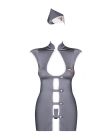 Еротичний костюм стюардеси Obsessive Stewardess 3 pcs costume grey L/XL, сірий, сукня, стрінги, піло