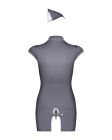 Еротичний костюм стюардеси Obsessive Stewardess 3 pcs costume grey L/XL, сірий, сукня, стрінги, піло