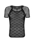 Чоловіча напівпрозора футболка з орнаментом Obsessive T102 T-shirt S/M/L, чорна