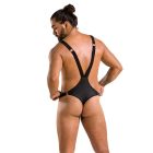 Чоловіче боді з люверсами Passion 028 Harry L/XL Black, екошкіра, на шлейках