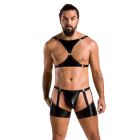 Комплект еротичної чоловічої білизни Passion 047 Set John XXL/XXXL Black, труси, портупея