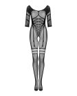 Сітчастий бодістокінг з імітацією підв’язок Obsessive Bodystocking G329 XL/XXL, black, з доступом