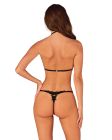Напівпрозорий комплект Obsessive Celia Noir 2-pcs set XL/2XL, бюстгальтер, стрінги