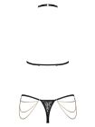 Комплект із ланцюжками Obsessive Pantheria 2-pcs set black L/XL, бюстгальтер, трусики