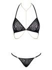 Комплект із ланцюжками Obsessive Pantheria 2-pcs set black L/XL, бюстгальтер, трусики