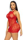 Сукня-сітка зі стразами Leg Avenue Rhinestone halter mini dress Red, відкрита спина, one size