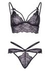 Еротичний комплект зі стрепами та стразами Leg Avenue Ready Or Not S Black, бра + стрінги