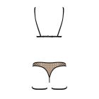 Еротичний комплект спідньої білизни Passion GABI SET XXL/XXXL beige, трусики з гартерами