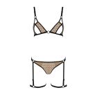 Еротичний комплект спідньої білизни Passion GABI SET XXL/XXXL beige, трусики з гартерами