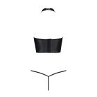 Комплект білизни з відкритими грудьми Passion GENEVIA SET WITH OPEN BRA L/XL black, корсет, стрінги