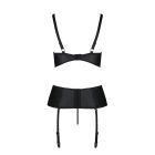 Корсет з відкритими грудьми Passion JANNIES CORSET XXL/XXXL black, стрінги в наборі