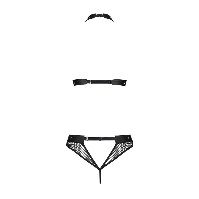 Білизна з відкритим доступом Passion MOONLIGHT SET S/M black, топ, стрінги