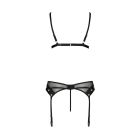 Комплект білизни Passion NESSY SET XXL/XXXL black, бюстгальтер, пояс для панчіх, стрінги