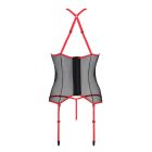 Корсет з пажами Passion SATARA CORSET S/M red, стрінги, мереживо, застібки спереду та ззаду
