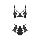 Комплект білизни Passion TASMINA SET XXL/XXXL black, ліф, високі трусики з корсетом ззаду
