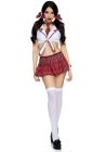 Костюм школярки Leg Avenue Miss Prep School XS, топ, спідниця, краватка, бантики