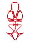 Портупея-тедді з ременів Leg Avenue Studded O-ring harness teddy L Red, екошкіра