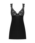 Сорочка бебі-дол з мереживом на грудях Obsessive Donna Dream babydoll XL/2XL Black, стрінги