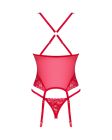 Прозорий корсет Obsessive Lacelove corset XS/S Red, мереживо, підв’язки для панчіх