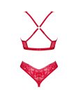 Комплект білизни Obsessive Lacelove cupless 2-pcs set XS/S Red, відкритий доступ, відкриті груди