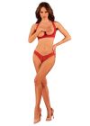 Комплект білизни Obsessive Lacelove cupless 2-pcs set XS/S Red, відкритий доступ, відкриті груди