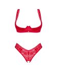 Комплект білизни Obsessive Lacelove cupless 2-pcs set XS/S Red, відкритий доступ, відкриті груди
