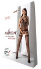 Бодістокінг з безліччю бретелей Passion BS095 One Size, black, імітація пояса та панчіх, з доступом