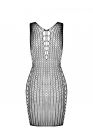 Мінісукня з вертикальним візерунком Passion BS097 One Size, black, плетіння з боків