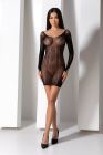 Напівпрозора мінісукня Passion BS101 One Size, black, рукави-мітенки